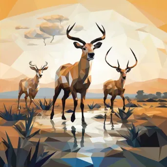 Low Poly wildlife migration with animals rendered in earth tones - Image 2