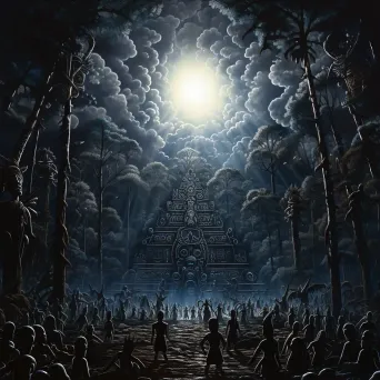 Image of a surreal moonlit forest with shadowy figures dancing - Image 4