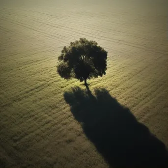 Single tree in field casting shadow of dense forest - Image 1