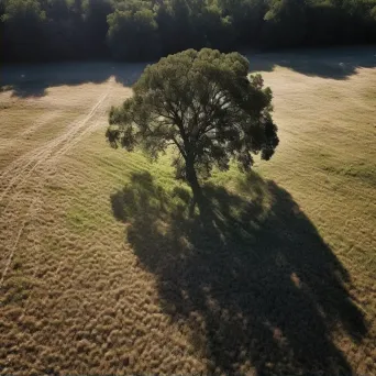 Single tree in field casting shadow of dense forest - Image 2