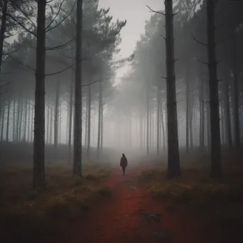 A person finding solace in the stillness of a misty forest - Image 4