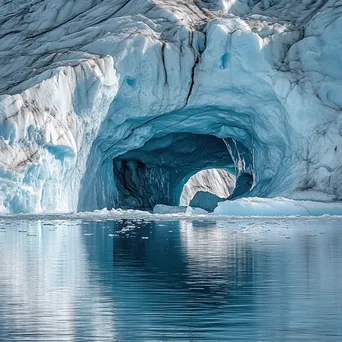 Glacier cave with flowing ice formations and deep blue shadows - Image 2