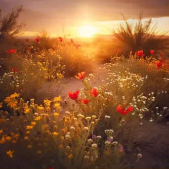 Flowers sunset desert - Image 1