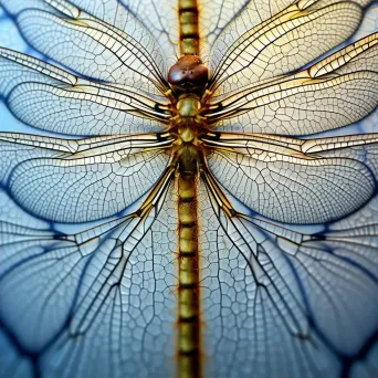 Close-up image showcasing the intricate network of veins in dragonfly wings - Image 2