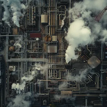 Aerial view of a sprawling industrial complex with smokestacks - Image 2