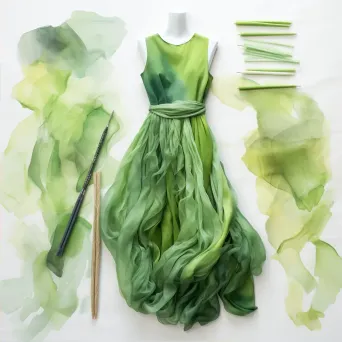 Watercolor painting of a sustainable lab creating plant-based fibers for fashion - Image 2