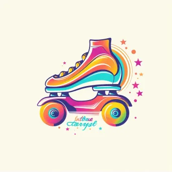 retro stylized roller skate logo - Image 1