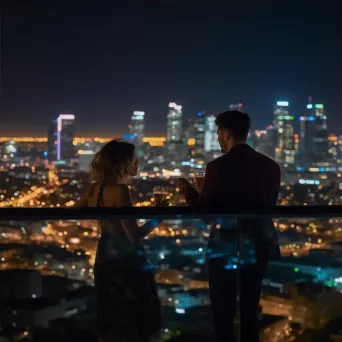 Rooftop bar with city skyline view and cocktails - Image 4