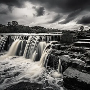 Dramatic Black and White Weir