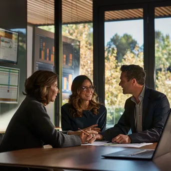 Diverse finance team discussing charts in a modern office - Image 3