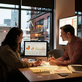 Diverse finance team discussing charts in a modern office - Image 4