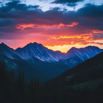 Silhouette of Mountain Ridges at Sunset