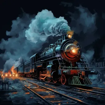 A low poly steam locomotive in a dark, stormy setting - Image 3