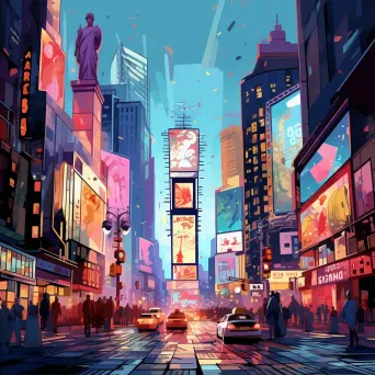 Dynamic low poly scene of a bustling New York street full of energy - Image 2