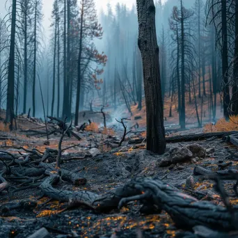 Charred landscape and burnt trees after a wildfire - Image 3