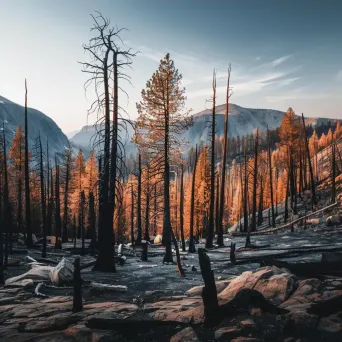 Charred landscape and burnt trees after a wildfire - Image 4