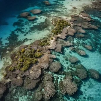 High-resolution satellite image of a coastal reef with coral formations, crystal clear waters, and diverse marine life. - Image 4