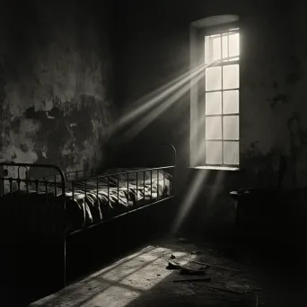 Sunbeam entering dark prison cell through small window - Image 1