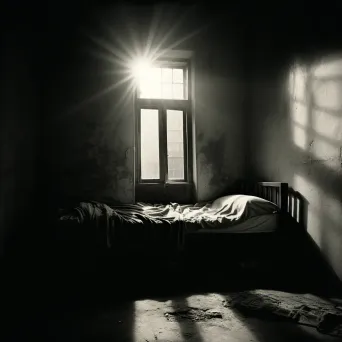 Sunbeam entering dark prison cell through small window - Image 3