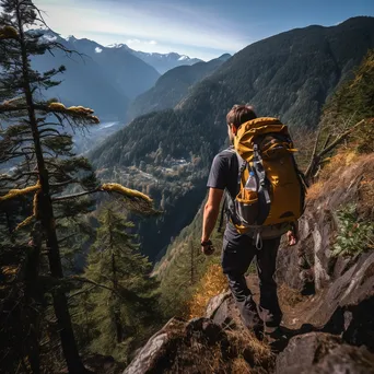 Hiker navigating a rocky trail on a mountain ridge - Image 3