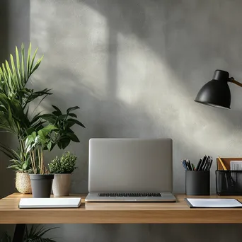 Elegant desk with laptop and stationery arranged nicely - Image 2