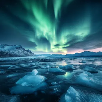 Northern lights glowing over an ice-covered landscape - Image 3