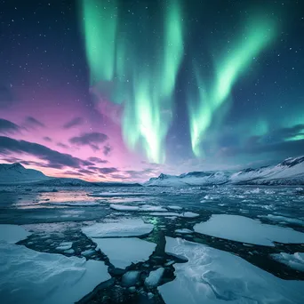 Northern lights glowing over an ice-covered landscape - Image 4