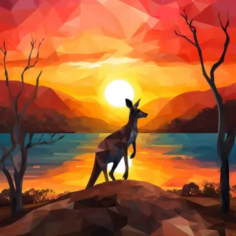 Australiana Low Poly Kangaroo