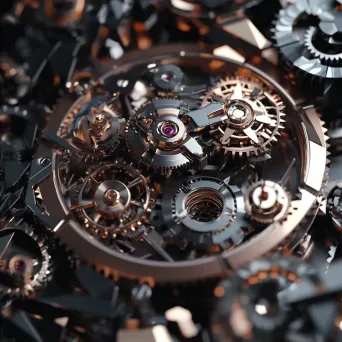 Intricate low poly gear mechanism reflecting horological complexities - Image 2