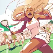 Energetic illustration of an athlete on a tennis court - Image 4