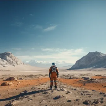 Lone astronaut in vast lunar landscape with Earth in the background - Image 3