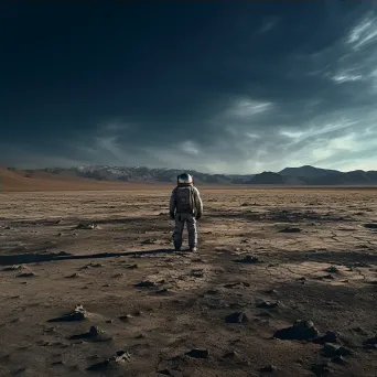 Lone astronaut in vast lunar landscape with Earth in the background - Image 4