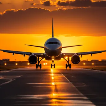 Airplane taking off against a colorful sunset sky - Image 3