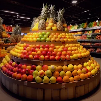 Colorful fruit display featuring various fruits in a supermarket. - Image 1