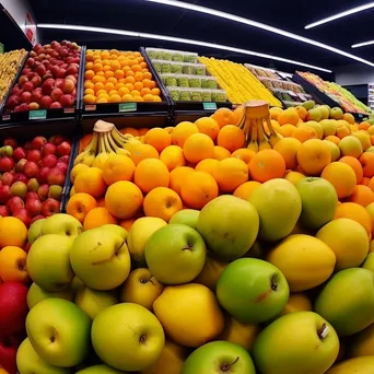 Colorful fruit display featuring various fruits in a supermarket. - Image 4