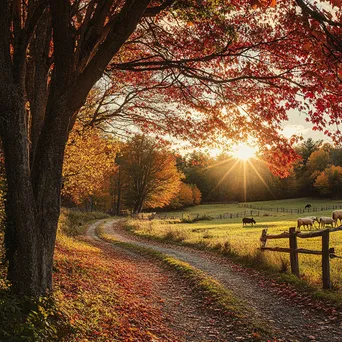 Scenic view of a path in a colorful maple orchard - Image 2