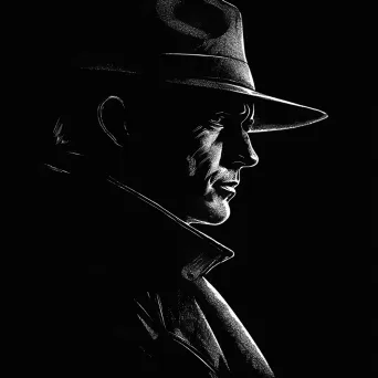 Film-noir detective portrayed in dramatic shadows of graphic novel style - Image 1