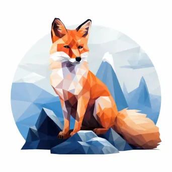 Geometric representation of a fox in snowy landscape in low poly style - Image 2