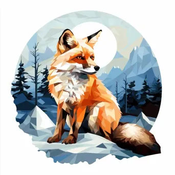 Low Poly Fox in Snowy Landscape