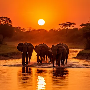 Elephants at Sunset