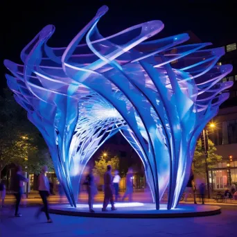 Twisting metal architectural installation with light displays - Image 4