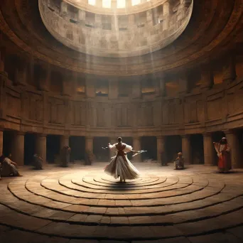 Image of a Turkish whirling dervish performing in an ancient Mayan temple - Image 1