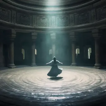 Image of a Turkish whirling dervish performing in an ancient Mayan temple - Image 3