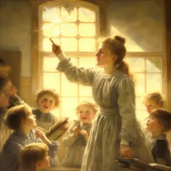 Illustration of inspiring teacher in sunlit classroom - Image 3