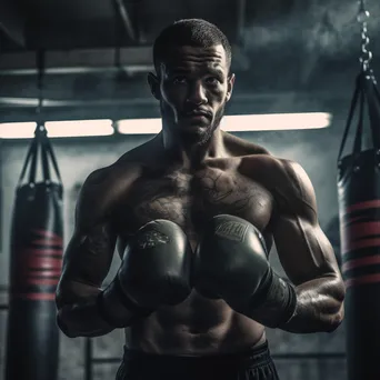 Boxer training with punching bag in gritty gym. - Image 4