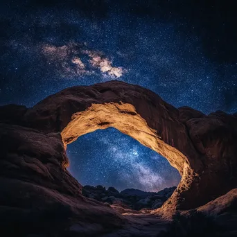 Rock arch illuminated by moonlight - Image 2