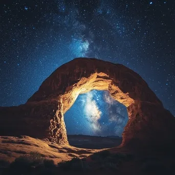 Rock arch illuminated by moonlight - Image 4