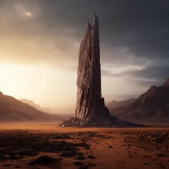 Mysterious alien monolith in a desolate, craggy Martian landscape - Image 3