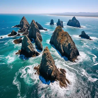 Aerial Perspective of Coastal Sea Stacks