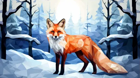 Geometric representation of a fox in snowy wilderness - Image 3